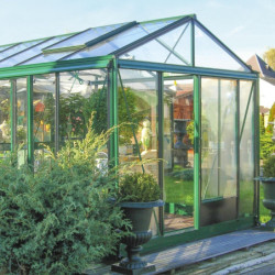 Serre de jardin SUPRA 16,70m² en aluminium laqué et verre trempé 4mm + embase incluse - Lams