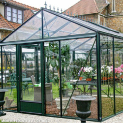 Serre de jardin SUPRA 19m² en aluminium laqué et verre trempé 4mm + embase incluse - Lams
