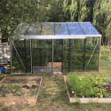Serre de jardin SUPRA 17,40m² en aluminium naturel et verre trempé 4mm + embase incluse - Lams