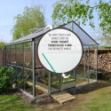 Serre de jardin SUPRA 17,40m² en aluminium naturel et verre trempé 4mm + embase incluse - Lams