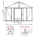 Serre de jardin SUPRA 17,40m² en aluminium naturel et verre trempé 4mm + embase incluse - Lams