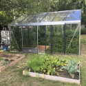 Serre de jardin SUPRA 17,40m² en aluminium naturel et verre trempé 4mm + embase incluse - Lams