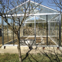 Serre de jardin SUPRA 17,40m² en aluminium naturel et verre trempé 4mm + embase incluse - Lams