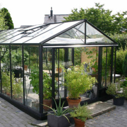 Serre de jardin SUPRA 17,40m² en aluminium laqué et verre trempé 4mm + embase incluse - Lams