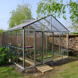 Serre de jardin SUPRA 20,10m² en aluminium naturel et verre trempé 4mm + embase incluse - Lams