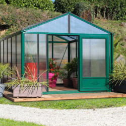 Serre de jardin SUPRA 20,10m² en aluminium laqué et verre trempé 4mm + embase incluse - Lams