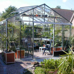 Serre de jardin SUPRA 25,80m² en aluminium naturel et verre trempé 4mm + embase incluse - Lams