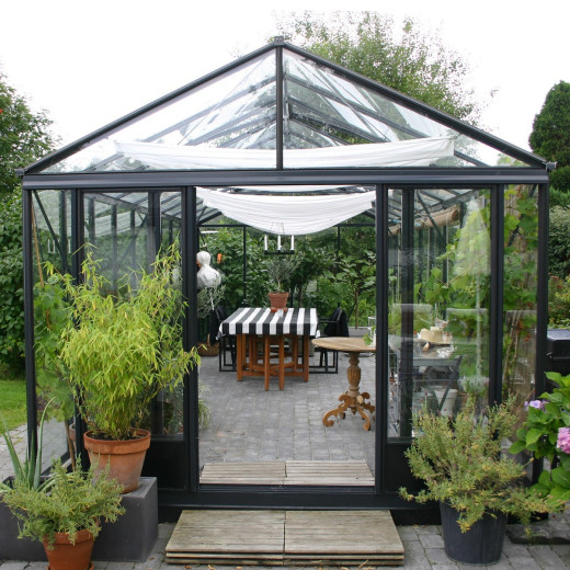 Serre de jardin SUPRA 25,80m² en aluminium laqué et verre trempé 4mm + embase incluse - Lams