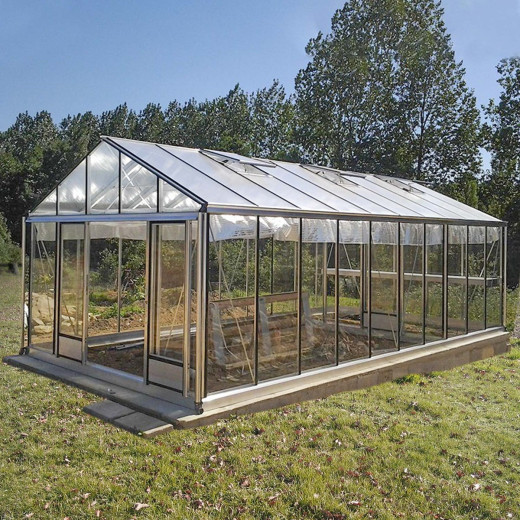 Serre de jardin SUPRA 34,70m² en aluminium naturel et verre trempé 4mm + embase incluse - Lams