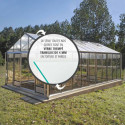 Serre de jardin SUPRA 34,70m² en aluminium naturel et verre trempé 4mm + embase incluse - Lams