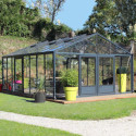 Serre de jardin SUPRA 34,70m² en aluminium laqué et verre trempé 4mm + embase incluse - Lams