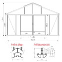 Serre de jardin SUPRA 38,20m² en aluminium naturel et verre trempé 4mm + embase incluse - Lams