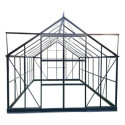 Serre de jardin 16,32m² en aluminium anthracite et verre trempé 4mm - Green Protect