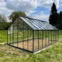 Serre de jardin 16,32m² en aluminium anthracite et verre trempé 4mm - Green Protect