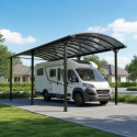 Protection de camping structure aluminium et couverture polycarbonate