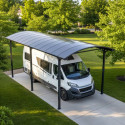 Carport camping car anthracite en aluminium 3,60x7,66m et polycarbonate 6mm X-METAL