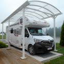Carport camping car en aluminium blanc 3,59x7,62m et polycarbonate 6mm X-METAL