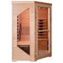 Sauna d'angle infrarouge LOUNGE 1 place panneaux carbone et céramique 2570W - Snö