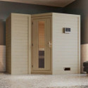 Sauna traditionnel 38mm 5 à 6 places Sahib 2 sans couronne - avec porte à économie d'énergie KARIBU