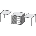 Abri toit plat en bois massif 19mm Qubic 6,05m² + appentis 5,6m² gris terre - Karibu