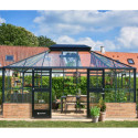 Serre de jardin sur muret 18,8m² anthracite en verre trempé Grand Oase - Juliana