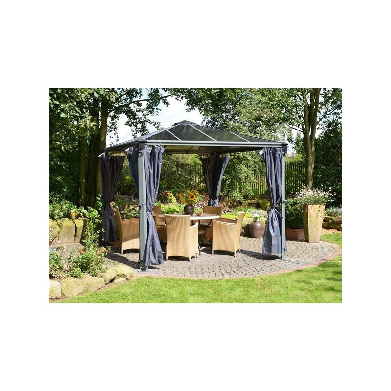 Rideaux en polyester gris pour pergola Palermo 3000 - Palram