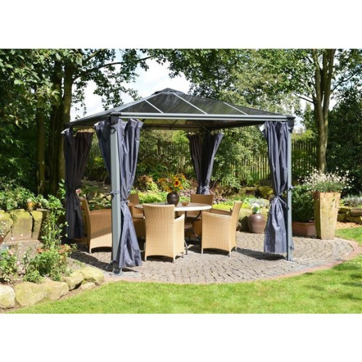 Rideaux en polyester gris pour pergola Palermo 3000 - Palram