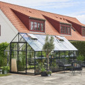 Serre de jardin 13m² noire en verre trempé Qube - Halls