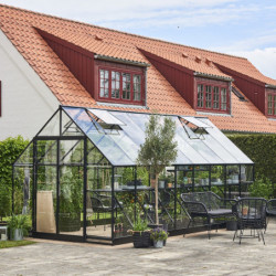 Serre de jardin 13m² noire en verre trempé Qube - Halls