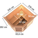 Sauna d'angle Amelia 3 avec couronne et porte classique Karibu