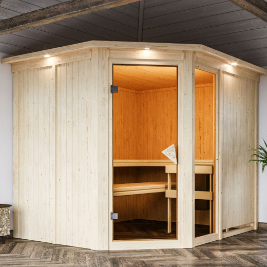Sauna traditionnel d'angle FIONA 3 - 5 à 6 places 68mm KARIBU