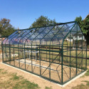 Serre Aloé Diana 14,40m² en aluminium laqué vert et verre trempé 3mm + embase incluse - Natura Lams