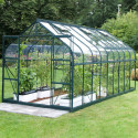 Serre Aloé Diana 14,40m² en aluminium laqué vert et verre trempé 3mm + embase incluse - Natura Lams