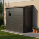 Abri de jardin adossé en résine anthracite 2,12m² + kit de fondation - JOBU