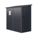 Abri de jardin adossé en résine anthracite 2,12m² + kit de fondation - JOBU