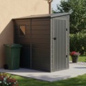 Abri de jardin adossé en résine anthracite 2,12m² + kit de fondation - JOBU