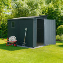 Abri de jardin adossé en résine anthracite 3,53m² + kit de fondation - JOBU