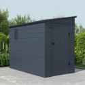 Abri de jardin adossé en résine anthracite 3,53m² + kit de fondation - JOBU