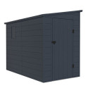 Abri de jardin adossé en résine anthracite 3,53m² + kit de fondation - JOBU
