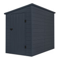 Abri de jardin adossé en résine anthracite 3,53m² + kit de fondation - JOBU