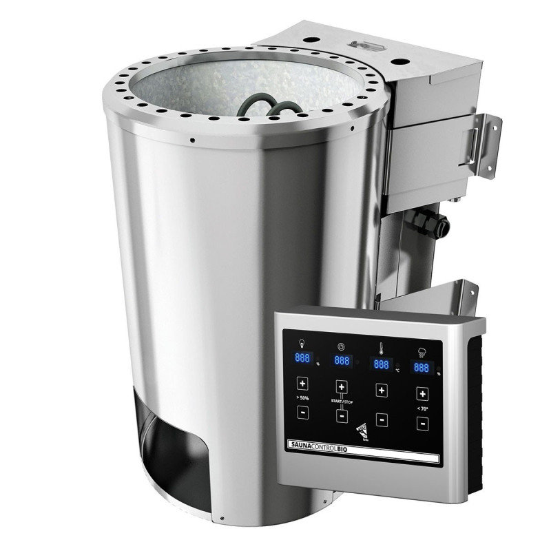 Poêle prêt à brancher 3,6KW avec commande externe BIO EASY + 18 Kg de pierres