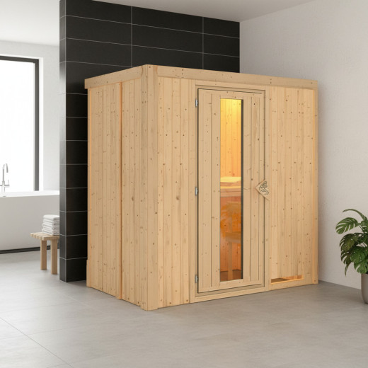 Sauna traditionnel VARIADO 2 à 3 places 68mm sans couronne - avec porte à économie d'énergie KARIBU