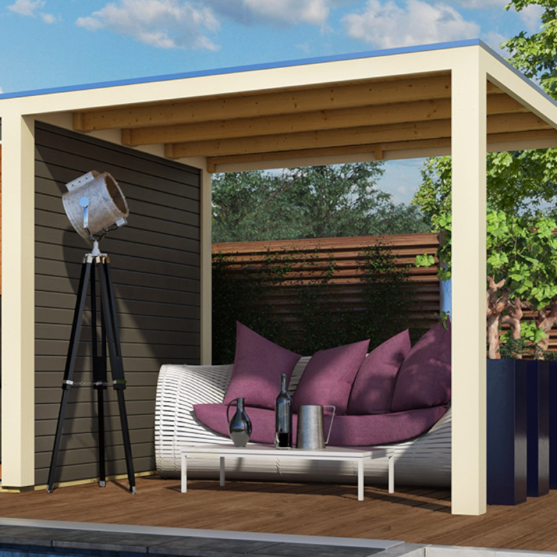 Appentis en épicéa massif blanc ivoire pour sauna Cuben/Hygge - Karibu