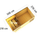 Sauna extérieur Hygge bois naturel avec vestibule et trois fenêtres 6 à 8 places 38mm KARIBU