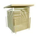 Sauna extérieur Hygge bois laqué gris avec vestibule et trois fenêtres 6 à 8 places 38mm KARIBU
