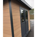 Abri de jardin en bois composite 28mm aspect bois vieilli 9m² PREMIUM toit plat - Woodlife Garden