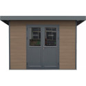Abri de jardin en bois composite 28mm aspect bois vieilli 9m² PREMIUM toit plat - Woodlife Garden