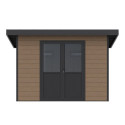 Abri de jardin en bois composite 28mm aspect bois vieilli 9m² PREMIUM toit plat - Woodlife Garden