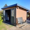 Abri de jardin en bois composite 28mm aspect bois vieilli 9m² PREMIUM toit plat - Woodlife Garden