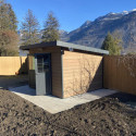 Abri de jardin en bois composite 28mm aspect bois vieilli 9m² PREMIUM toit plat - Woodlife Garden